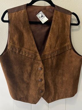 Genuine Leather • Desperado Cognac Brown Suede Vintage Western Boho Vest